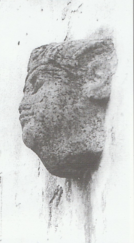 Head of the Ptolemaic sculpture or the sphinx from reddish granite